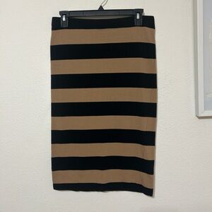 Forever 21 Black and Brown Striped Pencil Skirt